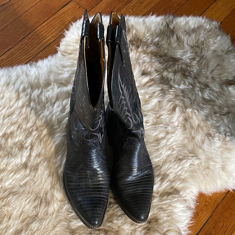 Vintage 80s Nocona black snakeskin cowboy boots